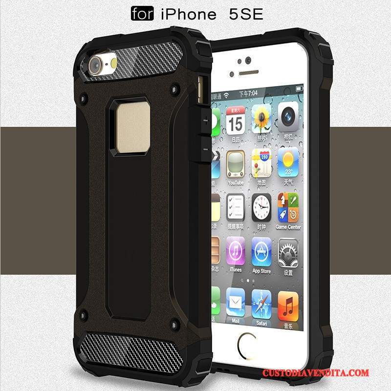 Custodia iPhone Se Silicone Telefono Anti-caduta, Cover iPhone Se Tutto Incluso Nero
