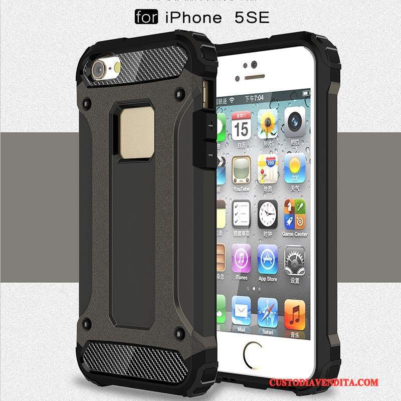 Custodia iPhone Se Silicone Telefono Anti-caduta, Cover iPhone Se Tutto Incluso Nero