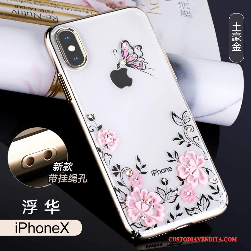 Custodia iPhone X Colore Trasparentetelefono, Cover iPhone X Strass Lusso Anti-caduta