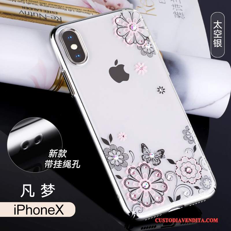 Custodia iPhone X Colore Trasparentetelefono, Cover iPhone X Strass Lusso Anti-caduta