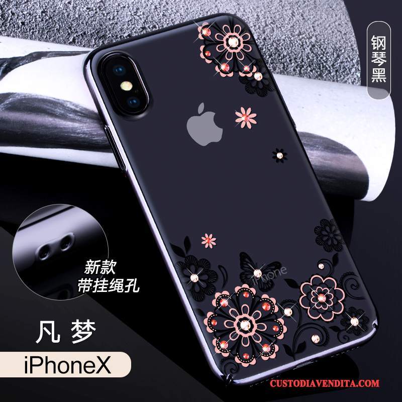 Custodia iPhone X Colore Trasparentetelefono, Cover iPhone X Strass Lusso Anti-caduta