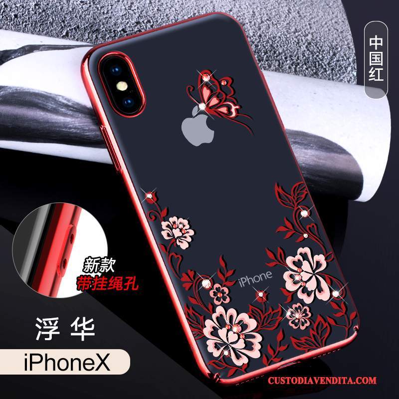 Custodia iPhone X Colore Trasparentetelefono, Cover iPhone X Strass Lusso Anti-caduta