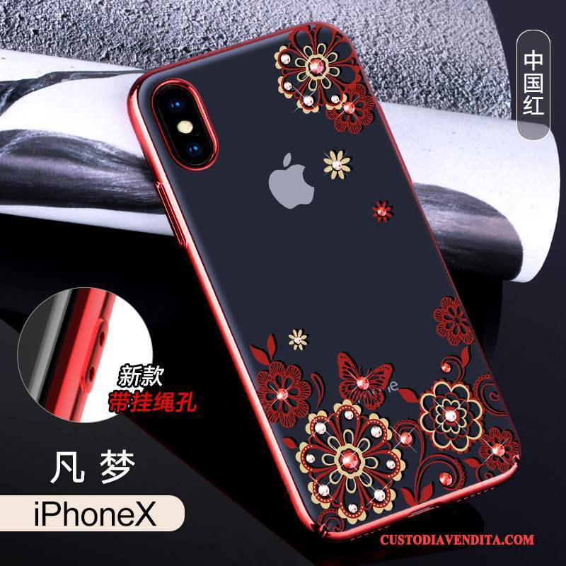 Custodia iPhone X Colore Trasparentetelefono, Cover iPhone X Strass Lusso Anti-caduta