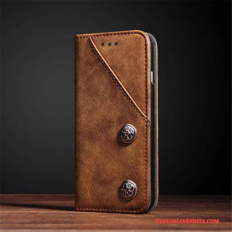 Custodia iPhone X Pelle Telefono Qualità, Cover iPhone X Protezione Blu Scuro