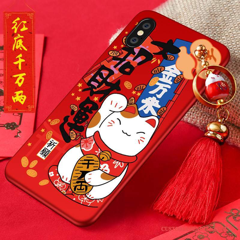 Custodia iPhone X Silicone Nuovo Gattino, Cover iPhone X Protezione Rosso Anti-caduta