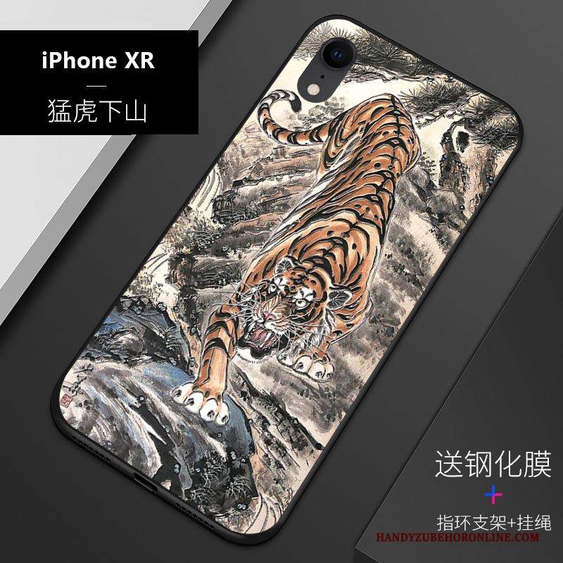 Custodia iPhone Xr Goffratura Personalizza Blu, Cover iPhone Xr Protezione Telefono