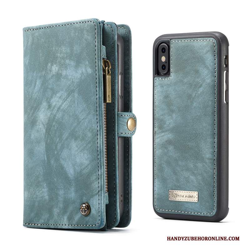 Custodia iPhone Xs Max Pelle Borse Carta Anti-caduta, Cover iPhone Xs Max Portafoglio Telefono