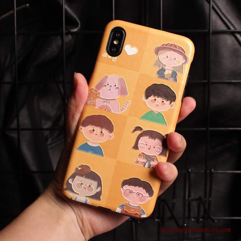 Custodia iPhone Xs Max Protezione Anti-caduta Di Personalità, Cover iPhone Xs Max Goffratura Telefono Giallo