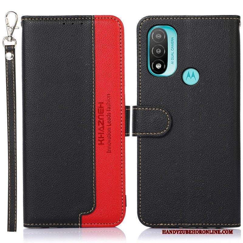 Custodia in pelle Moto E40 / E30 / E20 Lychee Style Rfid Khazneh