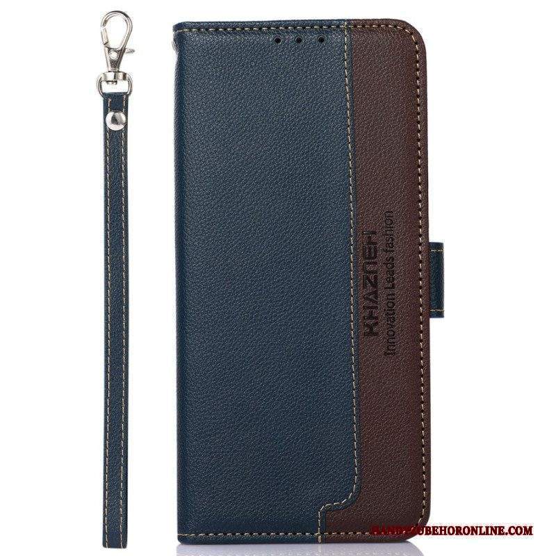 Custodia in pelle Moto G51 5G Lychee Style Rfid Khazneh