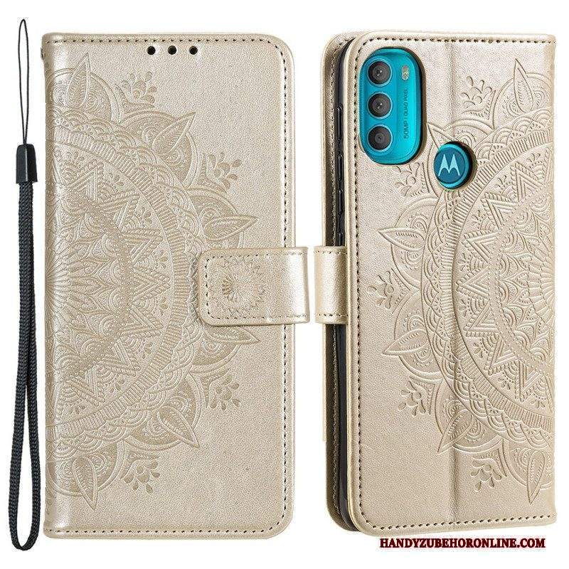 Custodia in pelle Moto G71 5G Mandala Del Sole