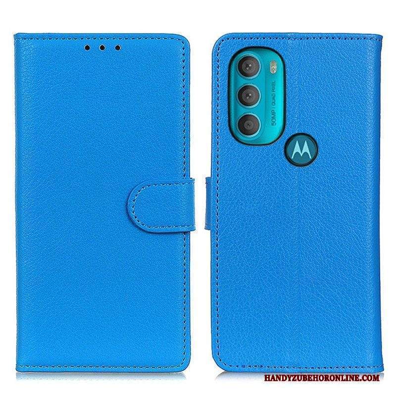 Custodia in pelle Moto G71 5G Tradizionalmente Litchi