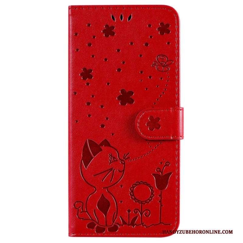 Custodia in pelle Samsung Galaxy A14 / A14 5G Strappy Cat E Api