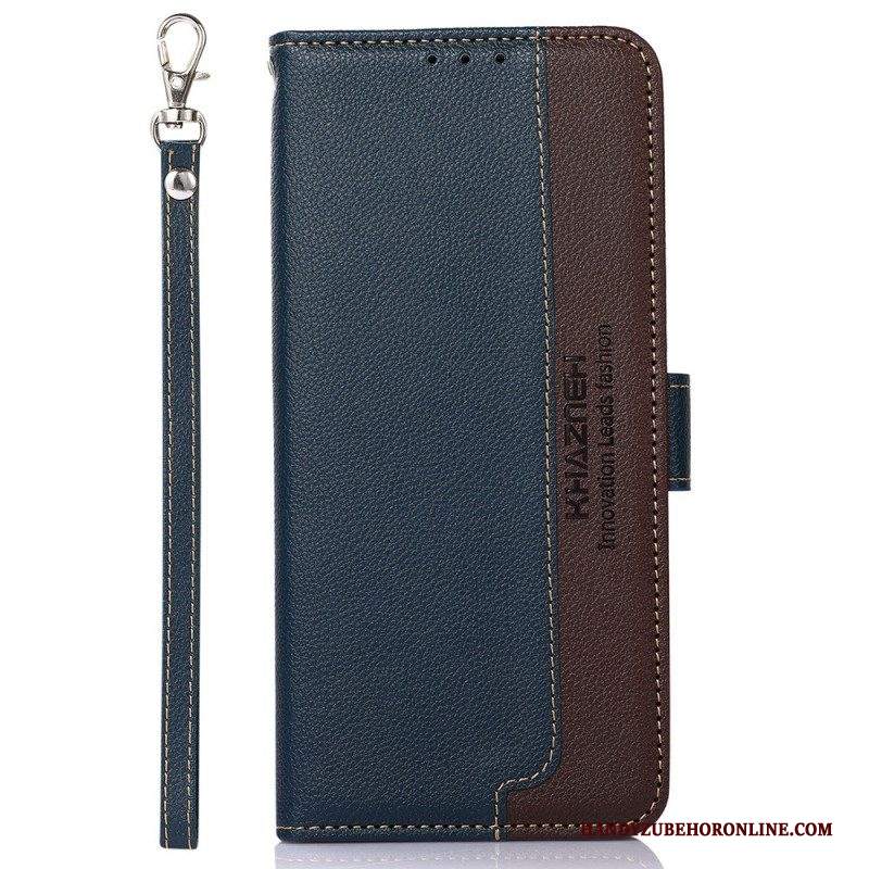 Custodia in pelle Samsung Galaxy M13 Lychee Style Rfid Khazneh
