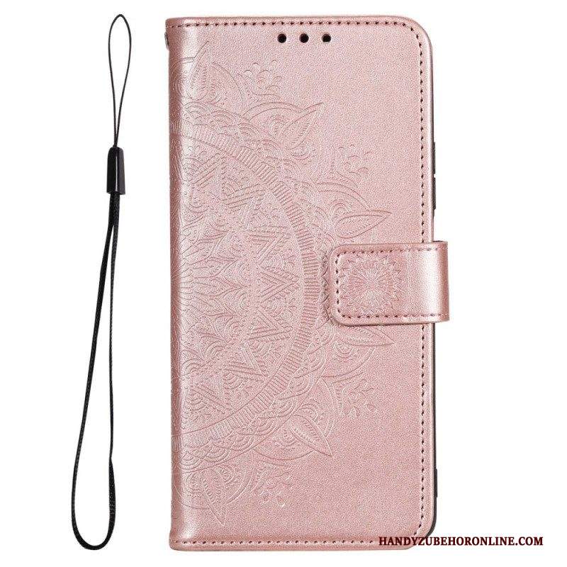 Custodia in pelle Samsung Galaxy M33 5G Mandala Del Sole Con Cinghie