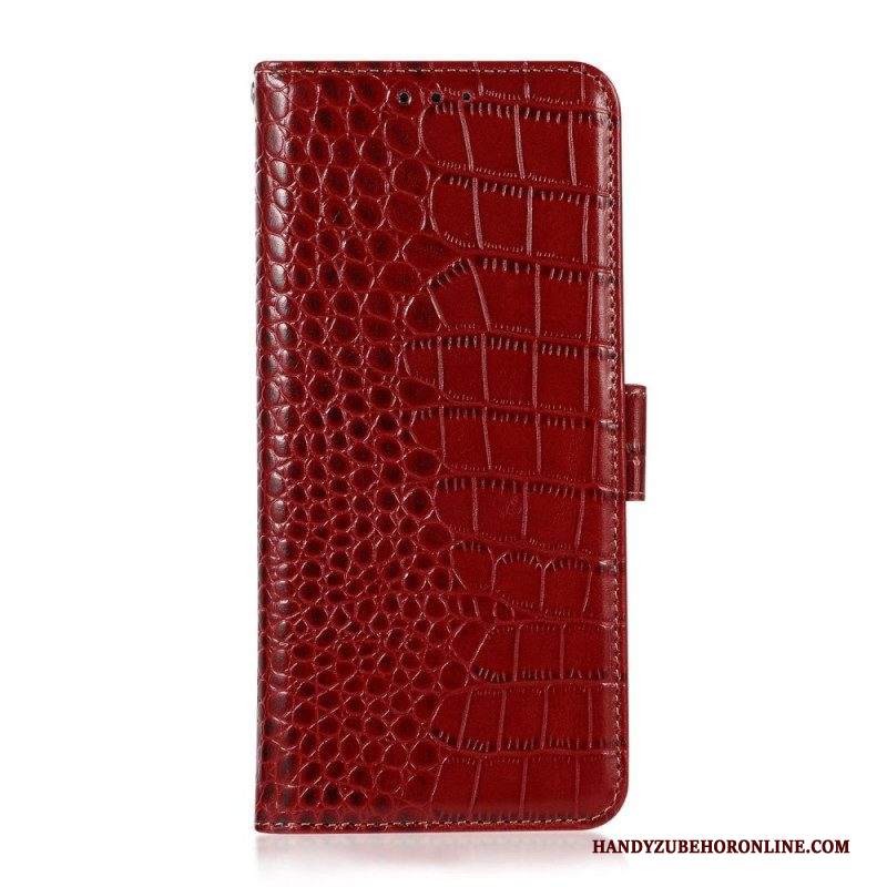Custodia in pelle Samsung Galaxy M33 5G Rfid Stile Coccodrillo
