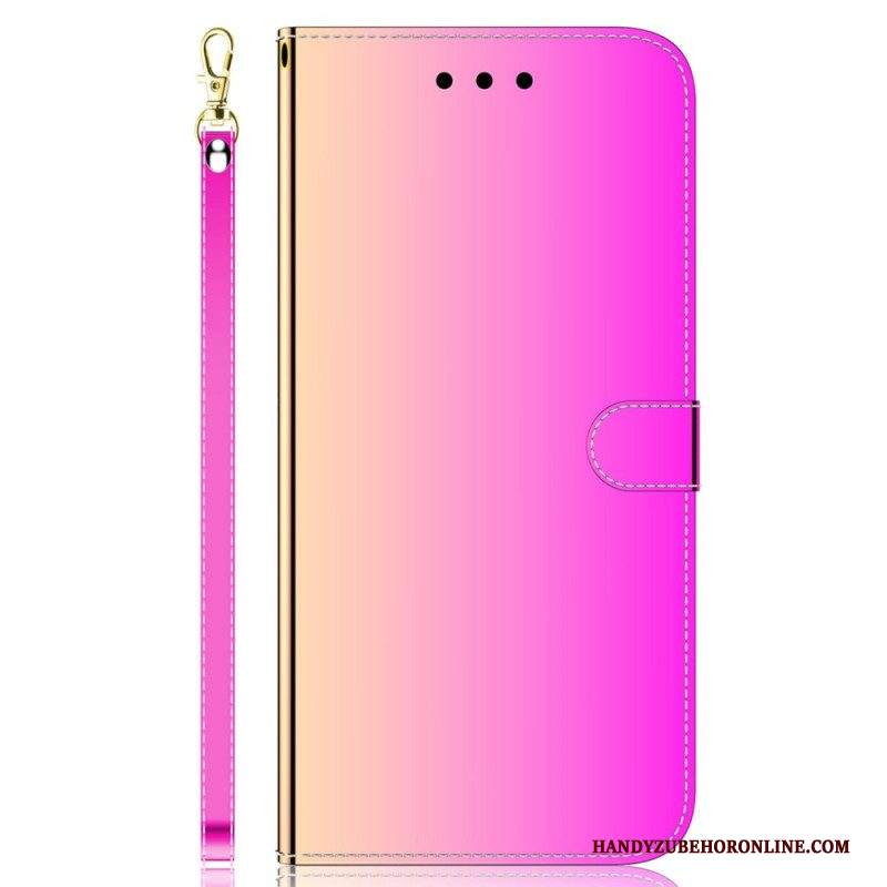 Custodia in pelle Samsung Galaxy M33 5G Specchio E Cordino