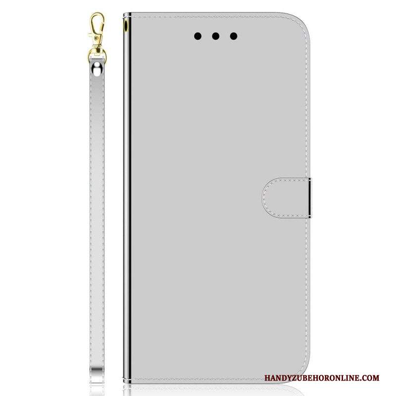 Custodia in pelle Samsung Galaxy M33 5G Specchio E Cordino