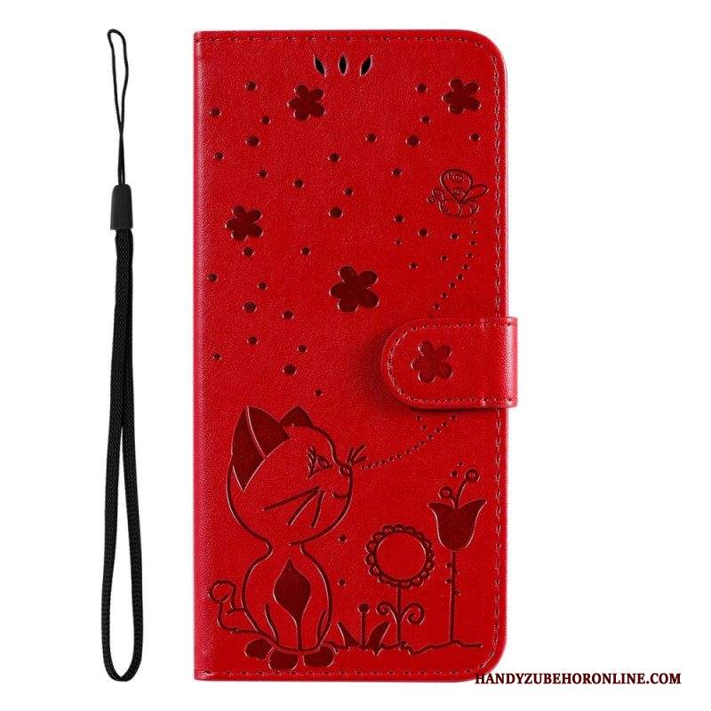 Custodia in pelle Samsung Galaxy S23 5G Strappy Cat E Api