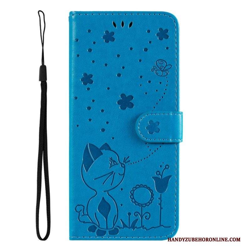 Custodia in pelle Samsung Galaxy S23 5G Strappy Cat E Api