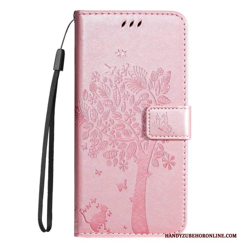 Custodia in pelle Samsung Galaxy S23 5G Tiragraffi Con Cordino