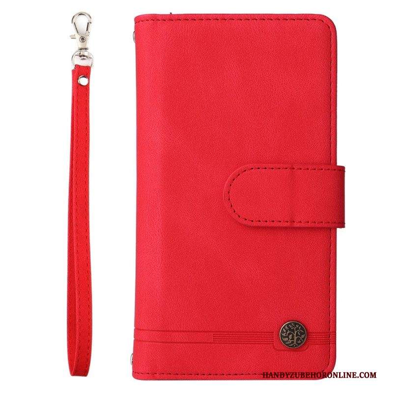 Custodia in pelle Samsung Galaxy Z Fold 3 5G Rivetto E Cordino Multifunzione