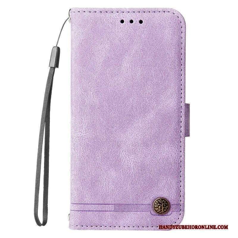 Custodia in pelle Xiaomi 12T / 12T Pro Rivetto Decorativo E Cordino