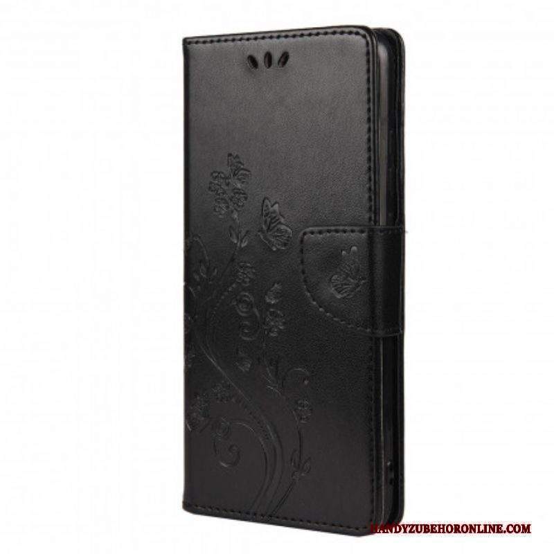 Custodia in pelle Xiaomi Redmi Note 10 / 10S Farfalle E Fiori Asiatici