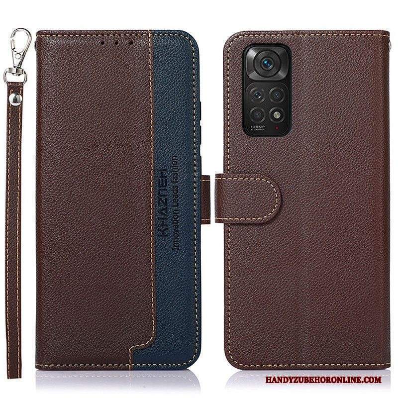 Custodia in pelle Xiaomi Redmi Note 11 / 11S Lychee Style Rfid Khazneh