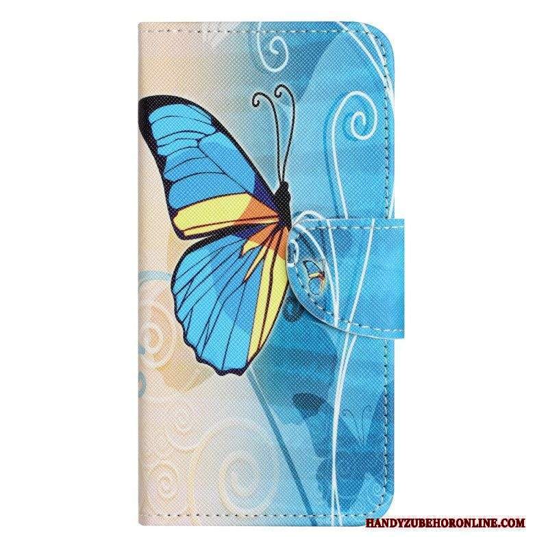 Custodia in pelle Xiaomi Redmi Note 12 5G Sublimi Farfalle Con Cinturino