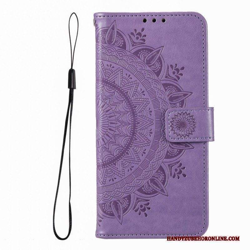 Custodia in pelle Xiaomi Redmi Note 12 Pro Mandala Sole Con Cordino