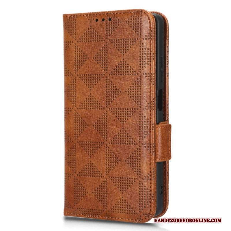 Custodia in pelle Xiaomi Redmi Note 12 Pro Plus Triangoli Con Cordino