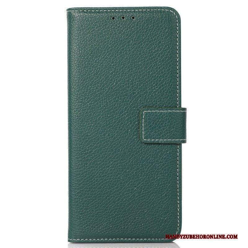 Custodia in pelle iPhone 13 Mini Cuciture Litchi Effetto Pelle