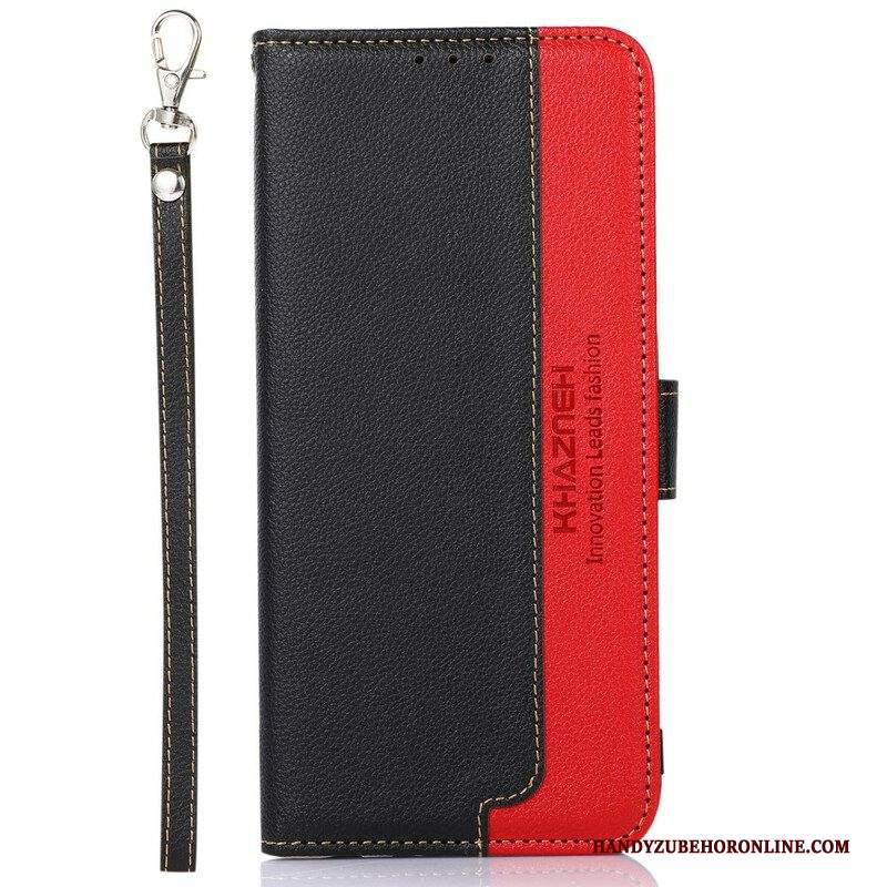 Custodia in pelle iPhone 13 Pro Lychee Style Rfid Khazneh