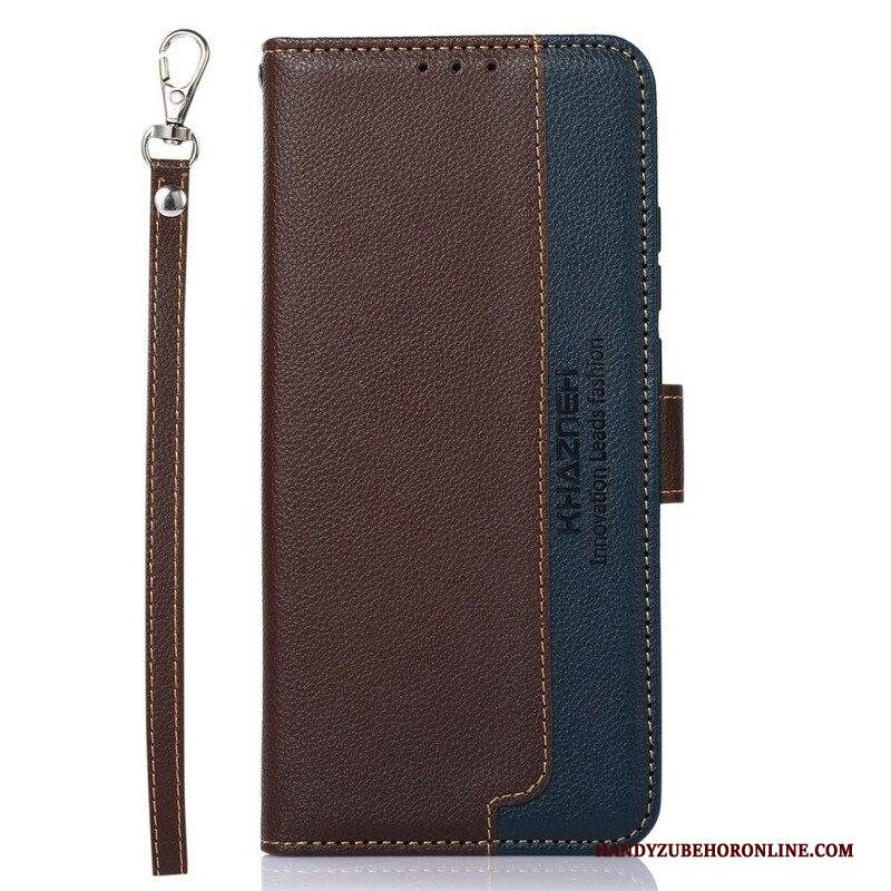 Custodia in pelle iPhone 13 Pro Lychee Style Rfid Khazneh