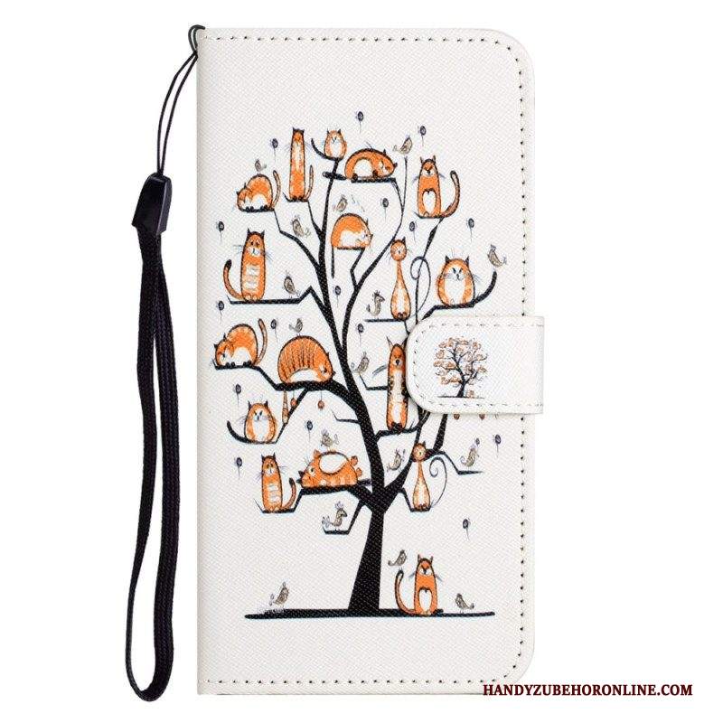 Custodia in pelle iPhone 14 Plus Divertenti Gatti Perizoma