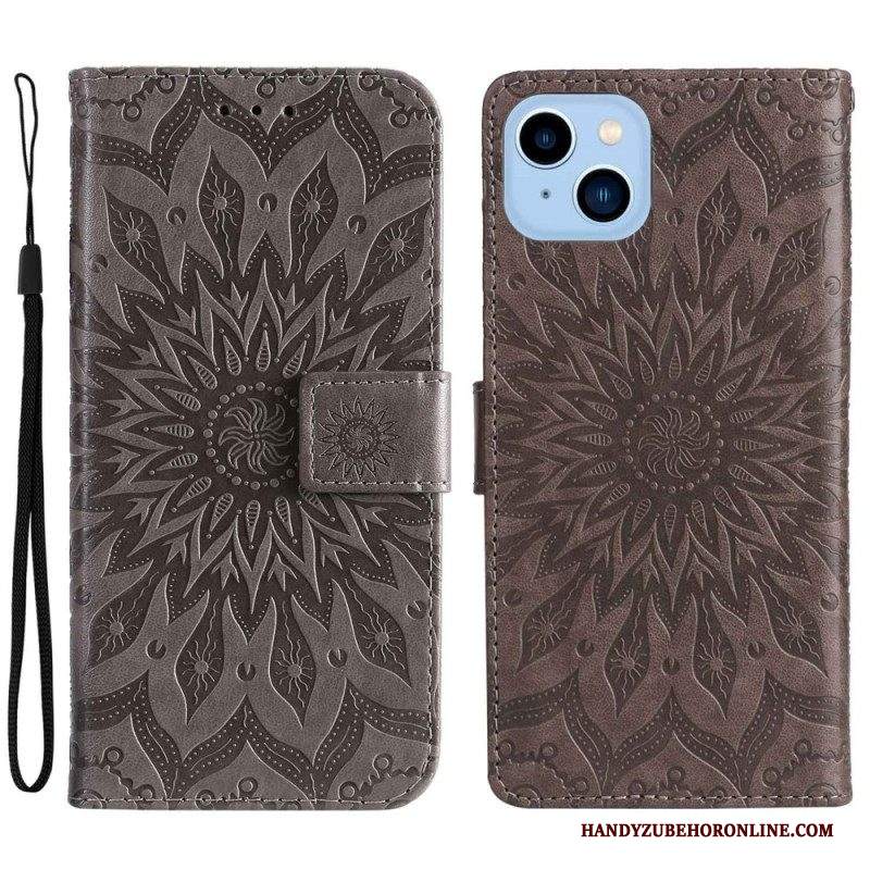Custodia in pelle iPhone 14 Plus Fiore Del Sole