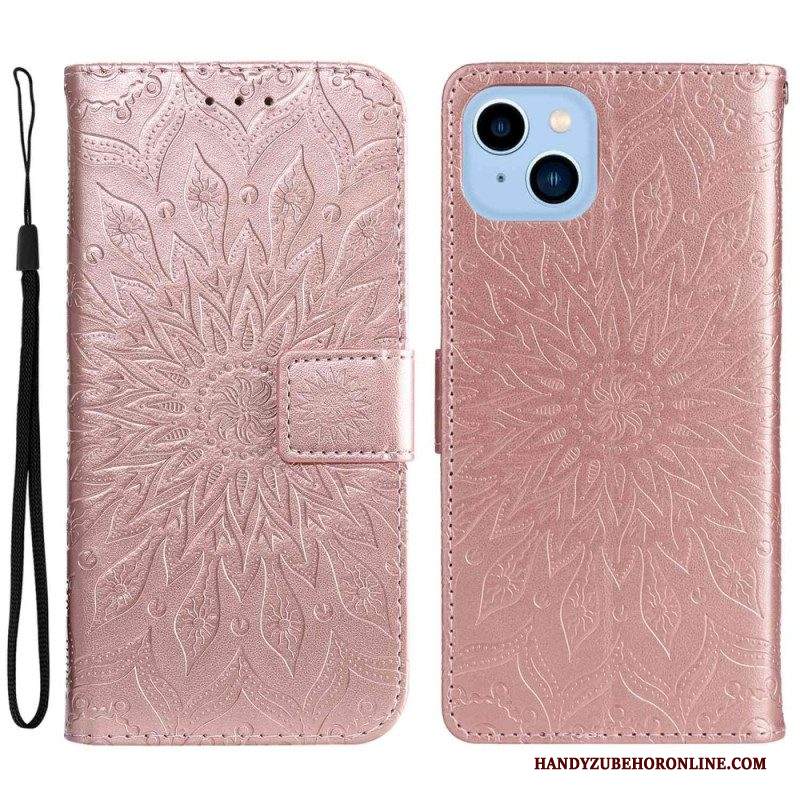 Custodia in pelle iPhone 14 Plus Fiore Del Sole