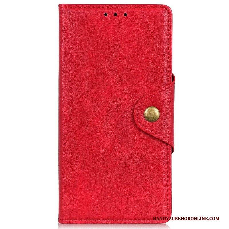 Custodia in pelle iPhone 14 Pro Chiusura Con Bottone Magnetico