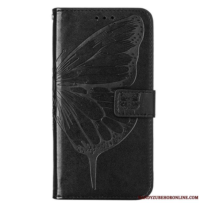 Custodia in pelle iPhone 14 Pro Max Farfalla Barocco Strappy