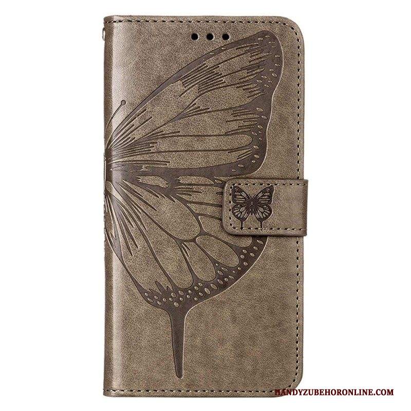 Custodia in pelle iPhone 14 Pro Max Farfalla Barocco Strappy