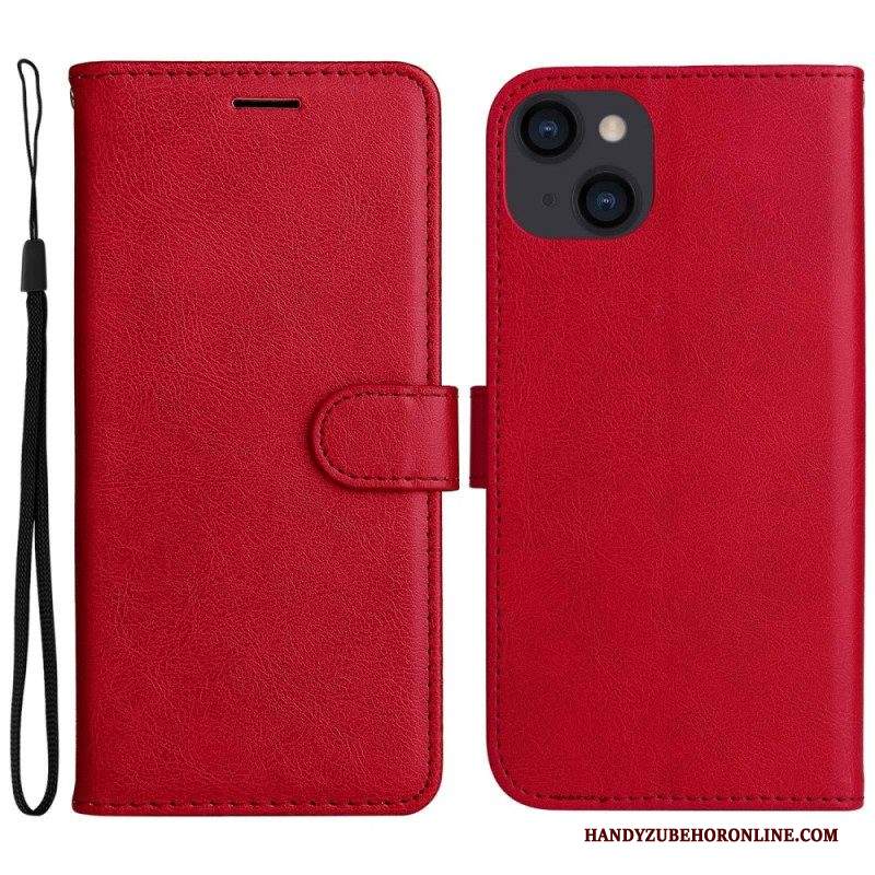 Custodia in pelle iPhone 14 Semplice Con Cinturino