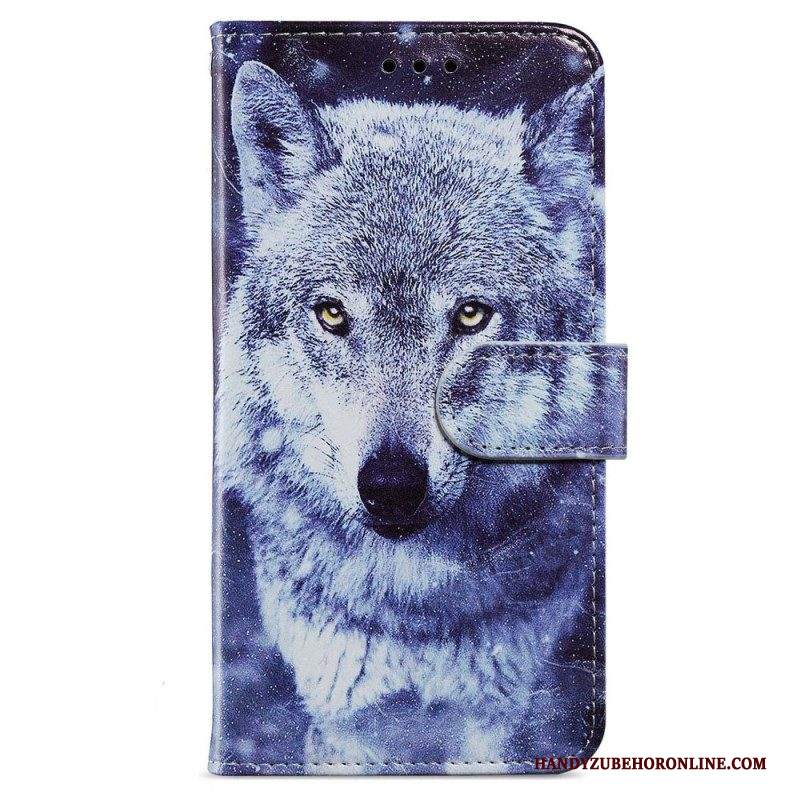 Custodia in pelle iPhone 15 Plus Lupi Con Cordino