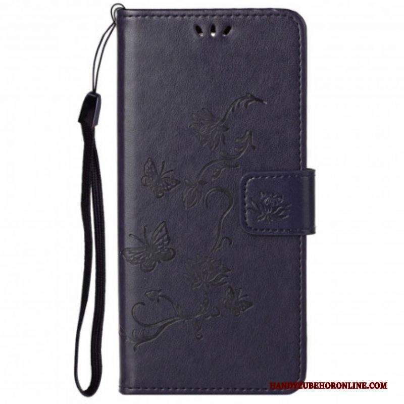 Folio Cover Motorola Edge 20 Pro Cinturino Farfalle E Fiori