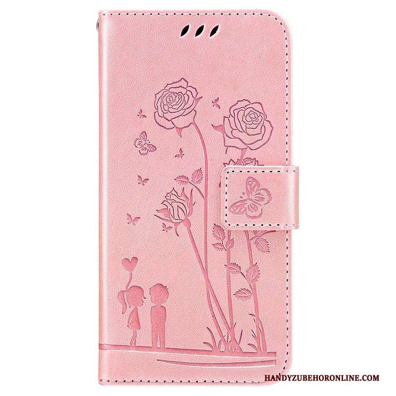 Folio Cover Samsung Galaxy A13 Rose Romantiche Con Cinturino