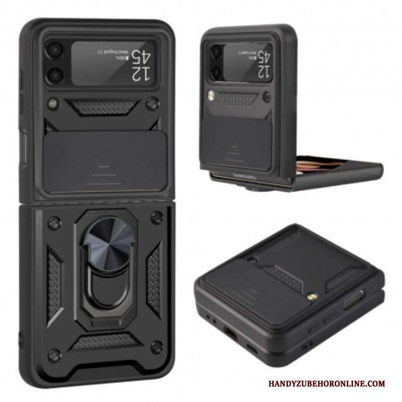 Folio Cover Samsung Galaxy Z Flip 3 5G Custodia in pelle Ibrido Con Ring-support