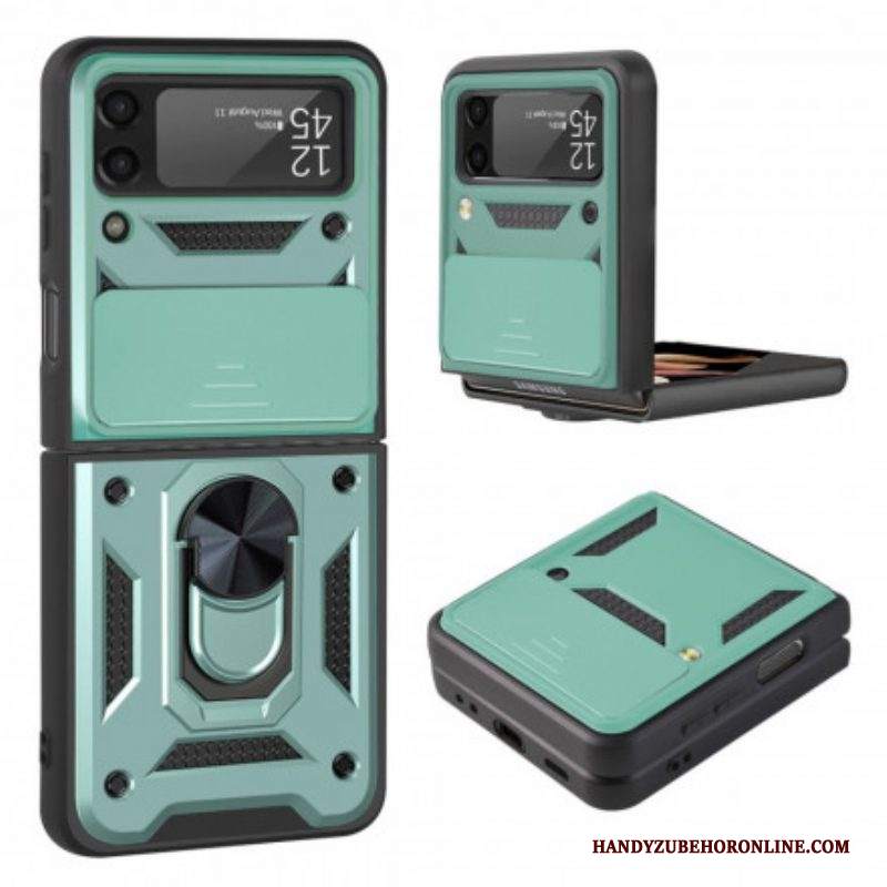 Folio Cover Samsung Galaxy Z Flip 3 5G Custodia in pelle Ibrido Con Ring-support