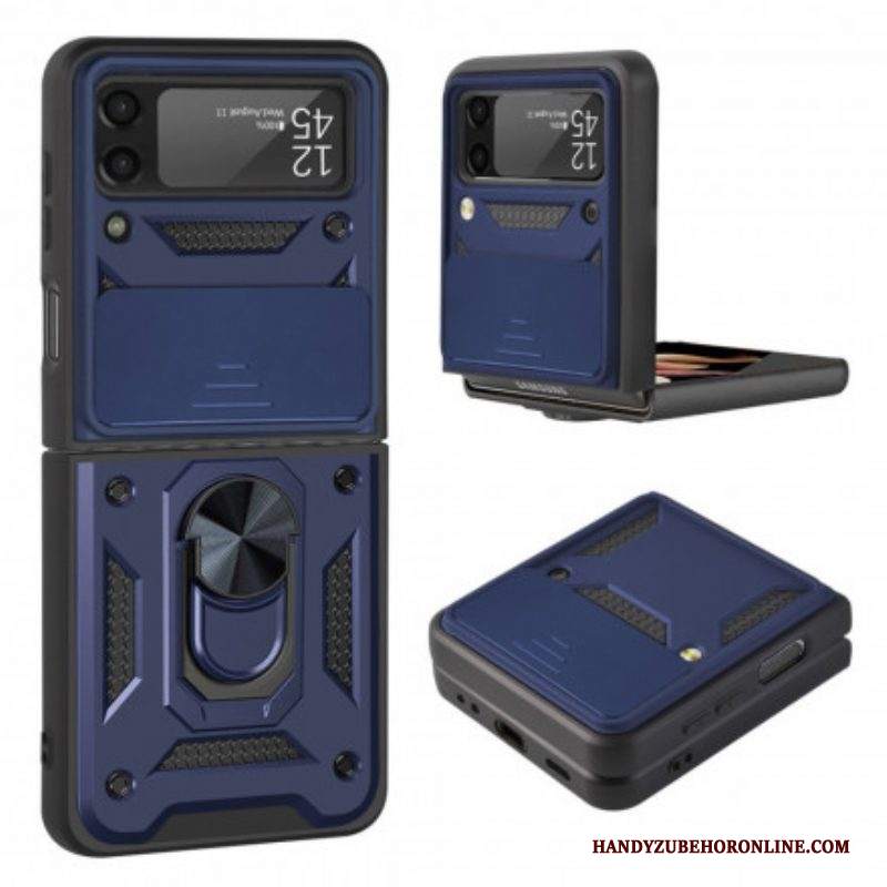 Folio Cover Samsung Galaxy Z Flip 3 5G Custodia in pelle Ibrido Con Ring-support