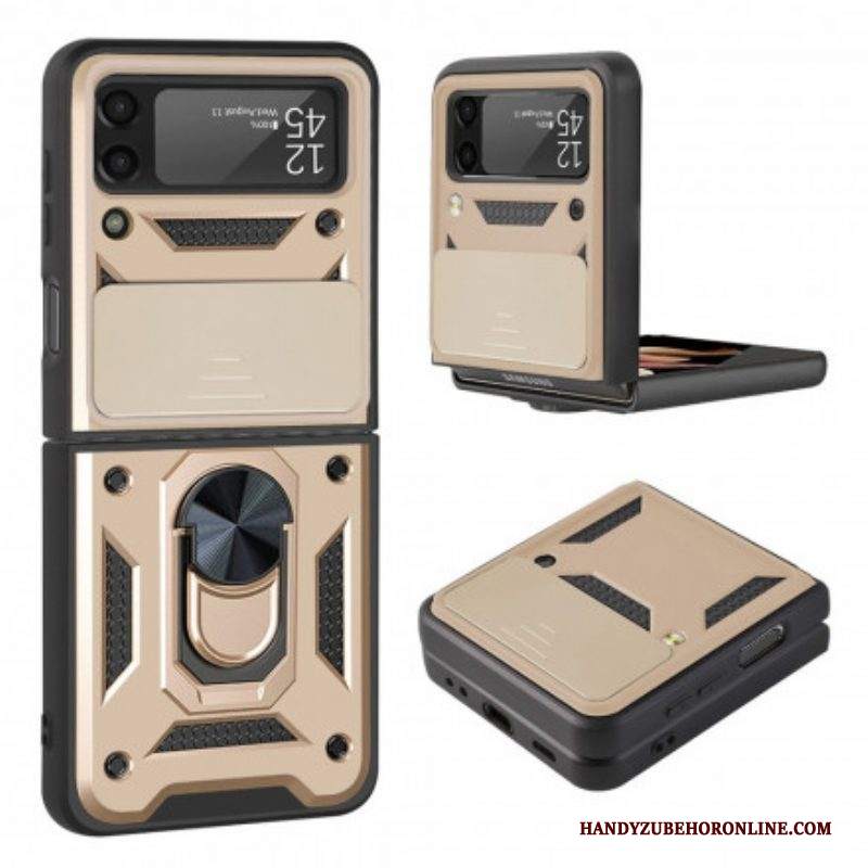 Folio Cover Samsung Galaxy Z Flip 3 5G Custodia in pelle Ibrido Con Ring-support