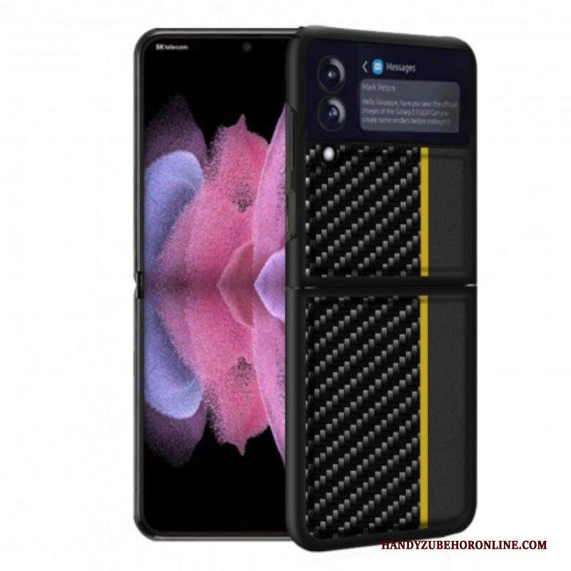 Folio Cover Samsung Galaxy Z Flip 3 5G Custodia in pelle Linea Di Colore